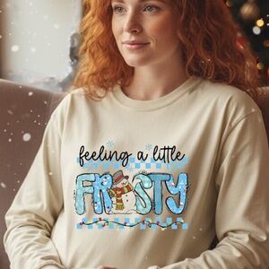 Feeling a Little Frosty  Christmas T-shirt S M L XL XXL Tan trending New Custom